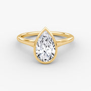 Pear Cut - Bezel Ring - 14 K Gold
